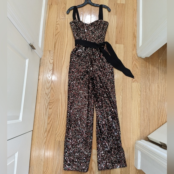 4. NWOT DRESS THE POPULATION LILA JUMPSUIT